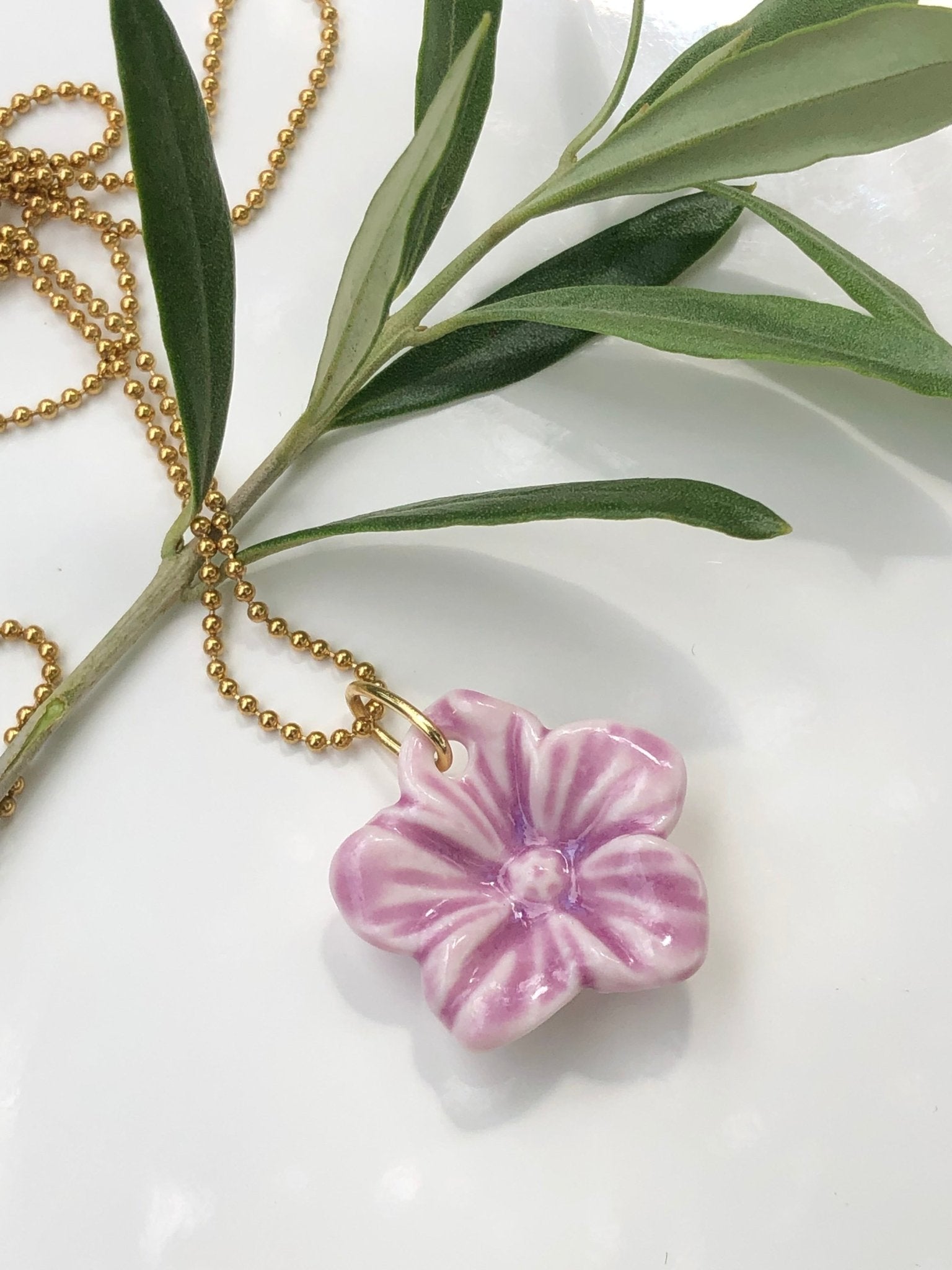 Nora lila roze - lange ketting 70 cm - hart&ziel design