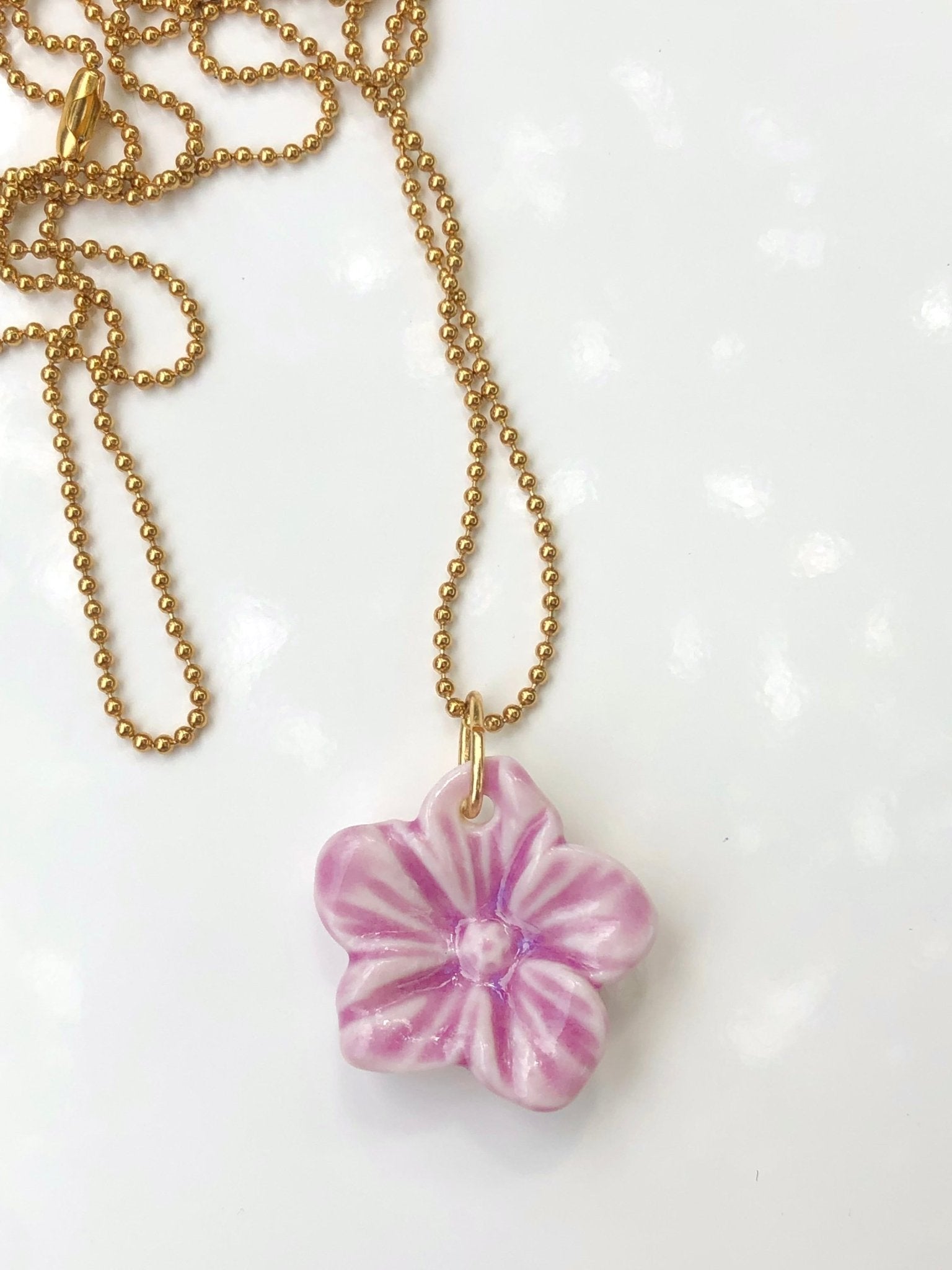 Nora lila roze - lange ketting 70 cm - hart&ziel design