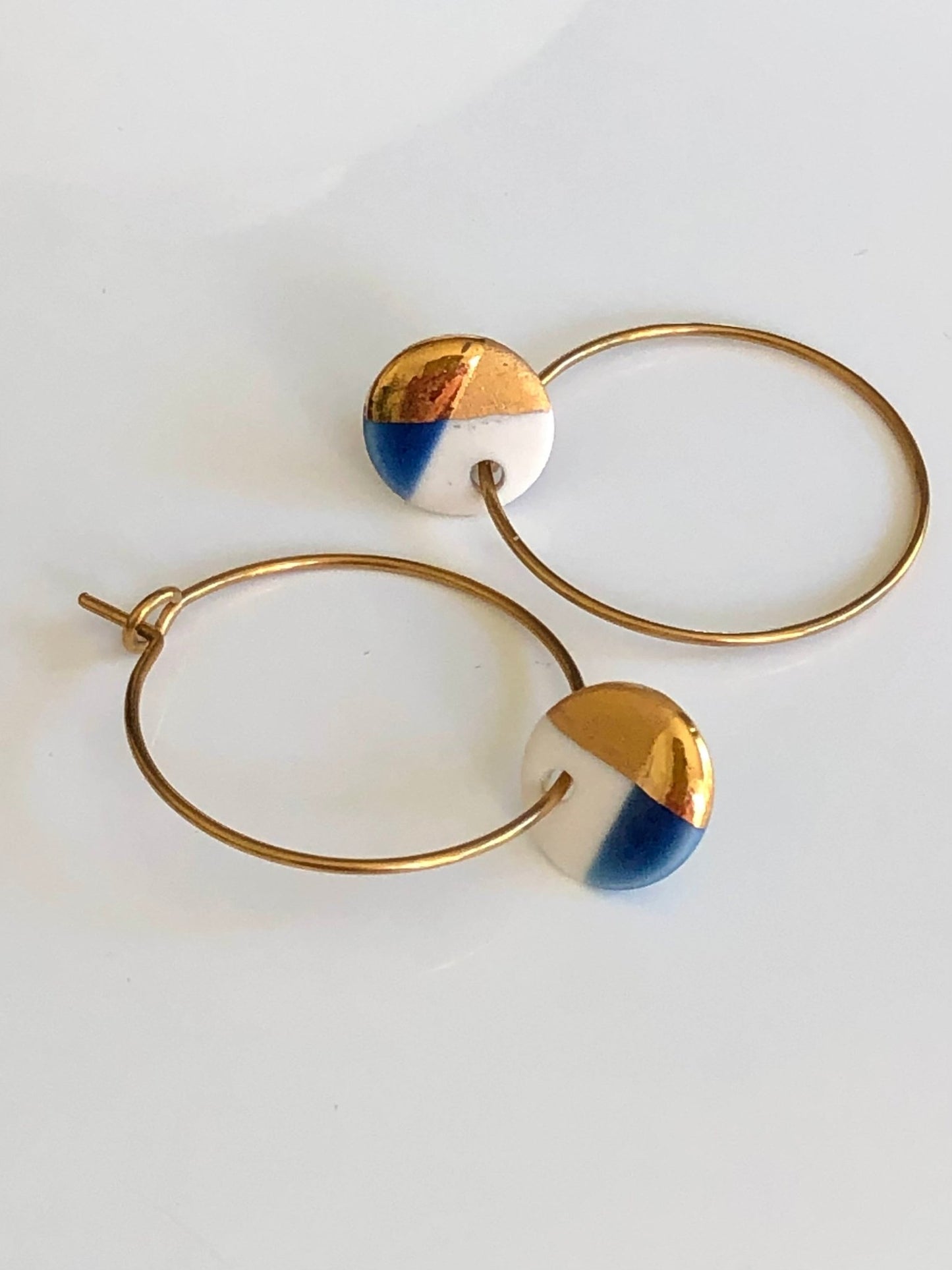 Oorringen Fonkel - blauw/goud - hart&ziel design