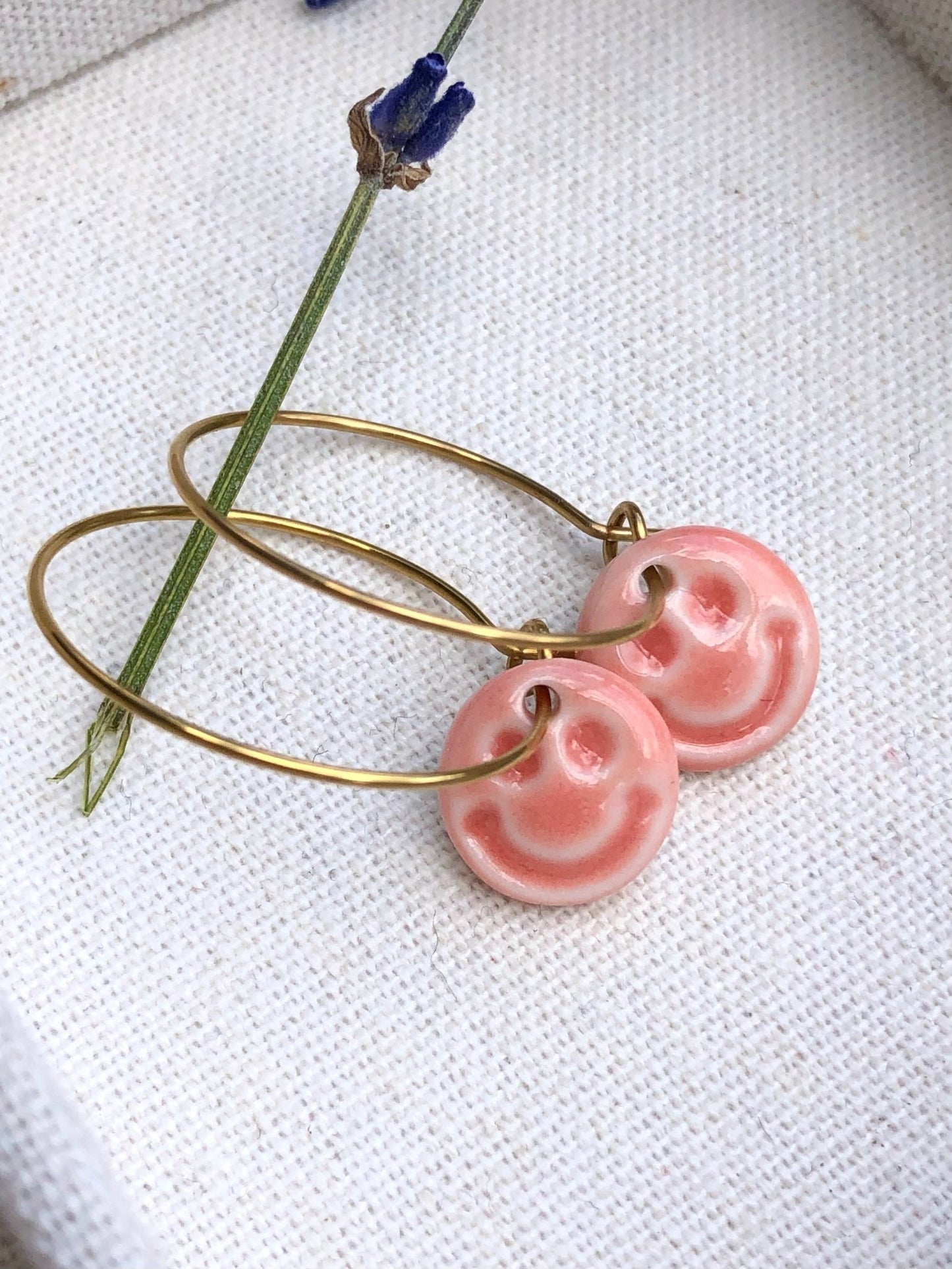 Oorringen Smiley - Pink - hart&ziel design