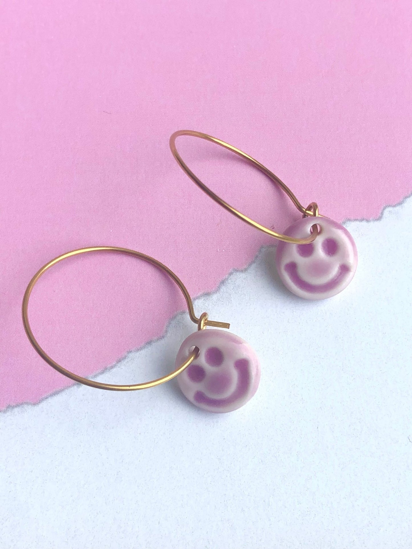 Oorringen Smiley - purple - hart&ziel design