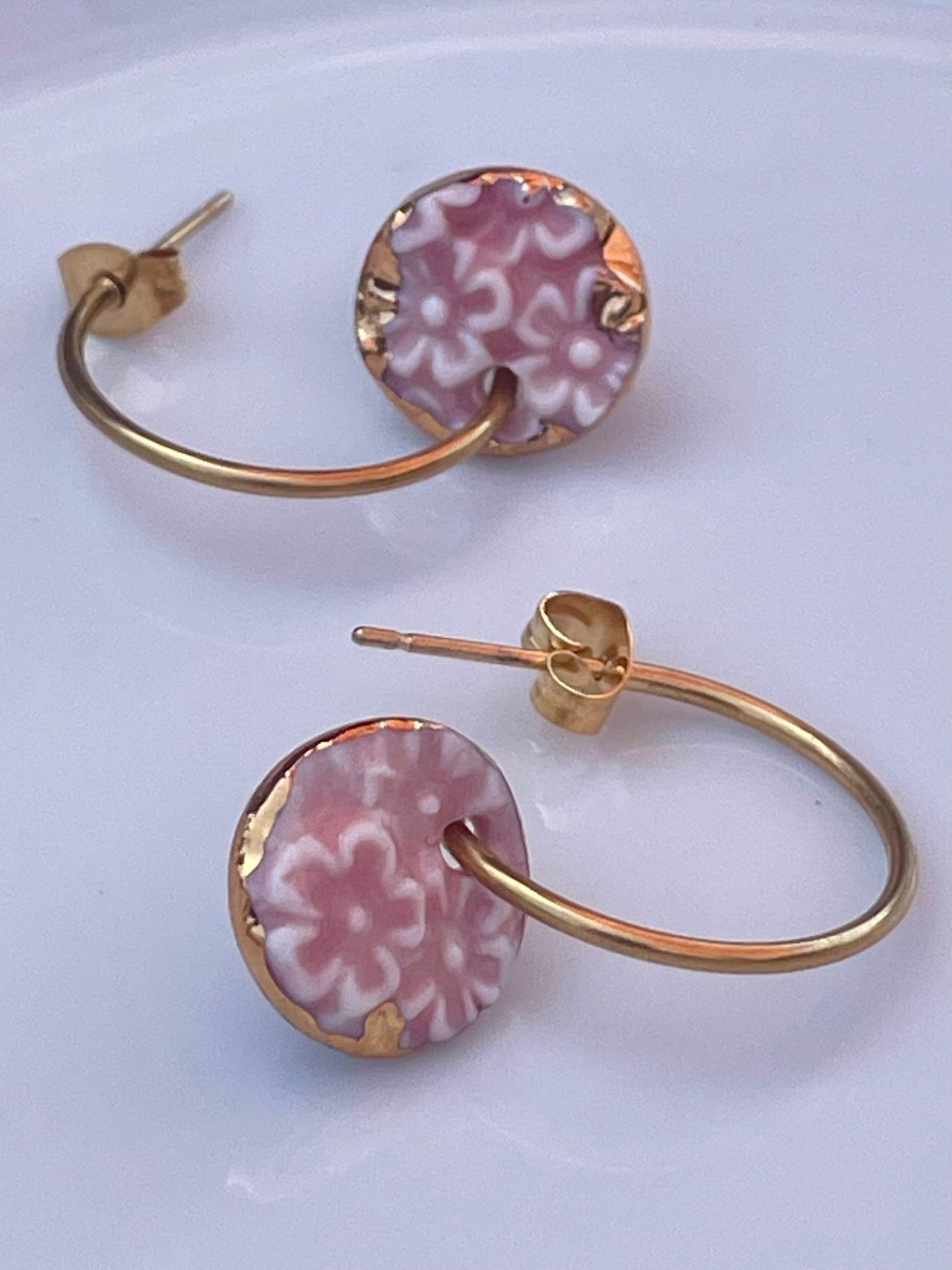 Oorsteker Fiori roze - hart&ziel design