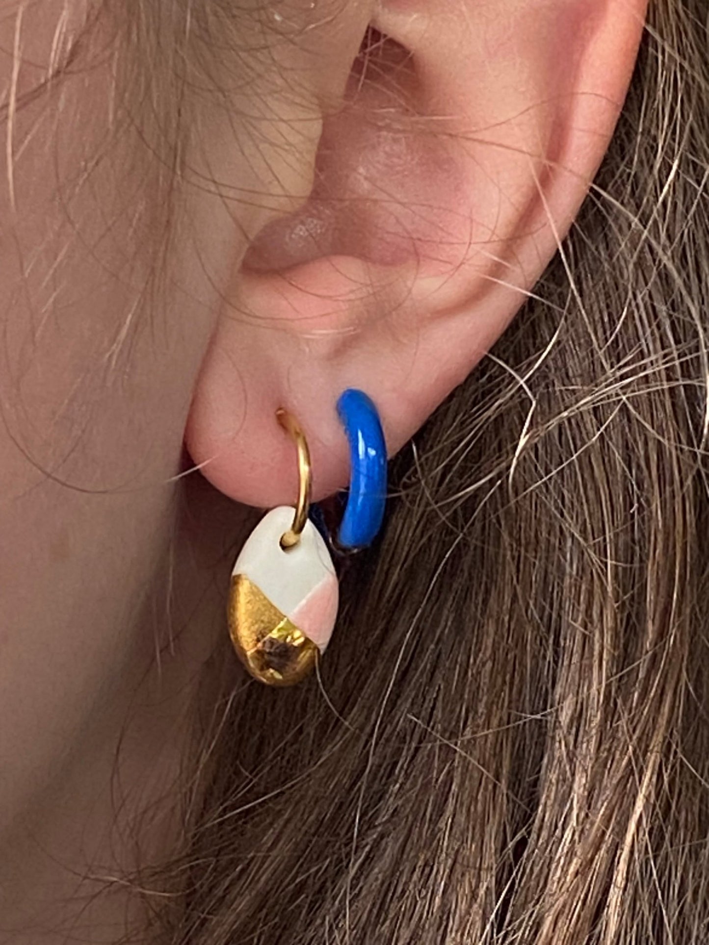 Oorsteker Fonkel petrol/goud - hart&ziel design