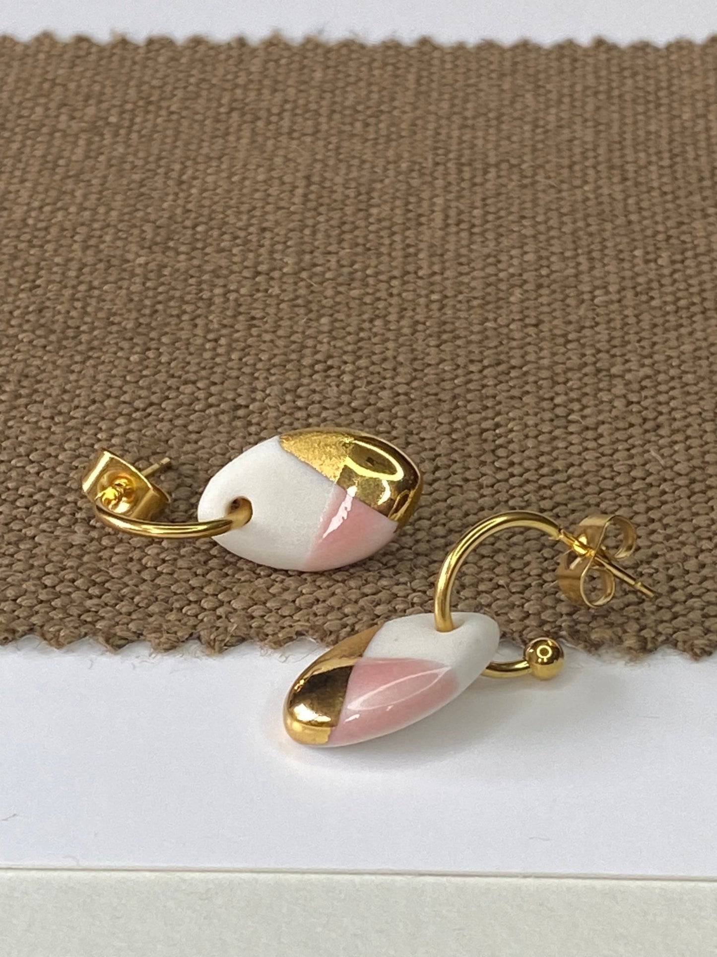 Oorsteker Fonkel roze/goud - hart&ziel design