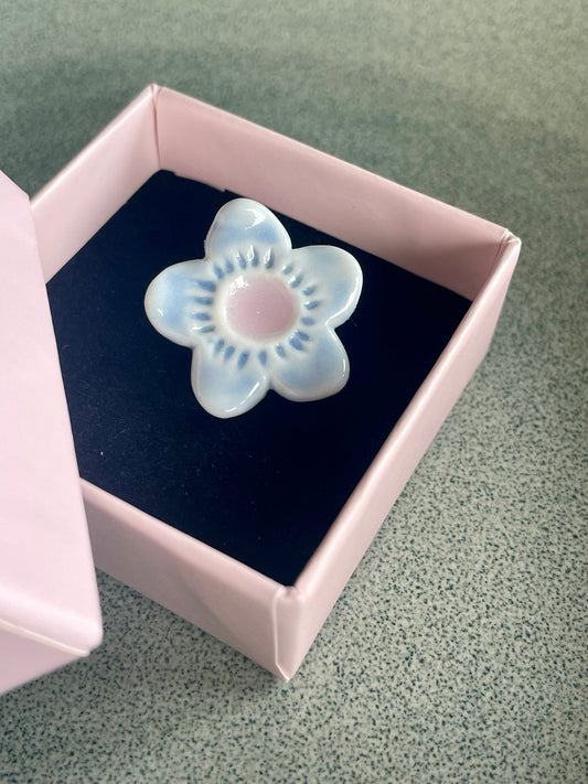 Bloem lichtblauw met roze 03 - hart&ziel design