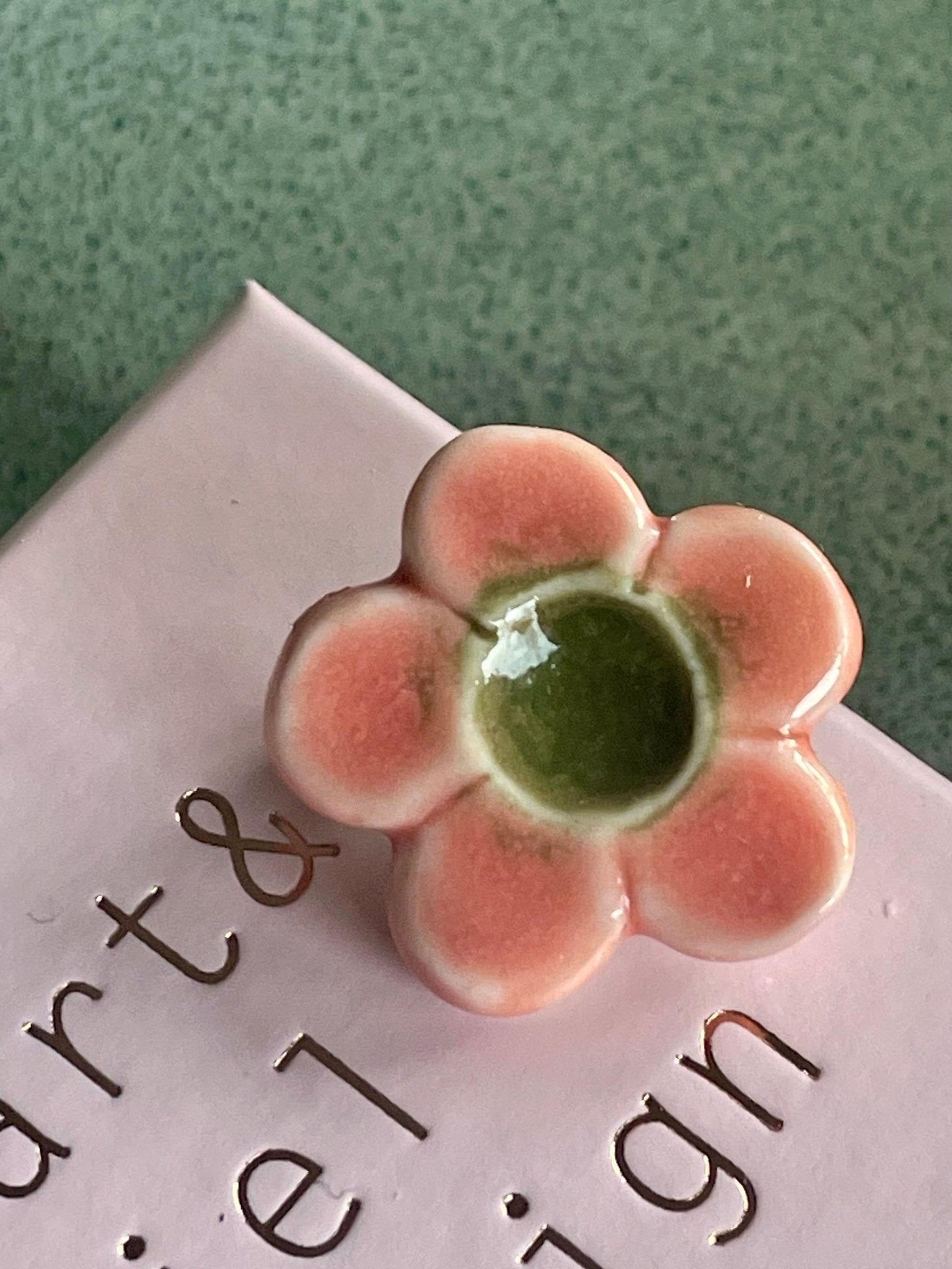 Bloem meloen roze met groen - hart&ziel design