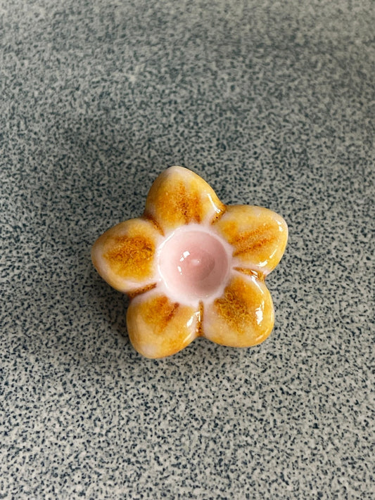 Bloem oranje met roze - hart&ziel design