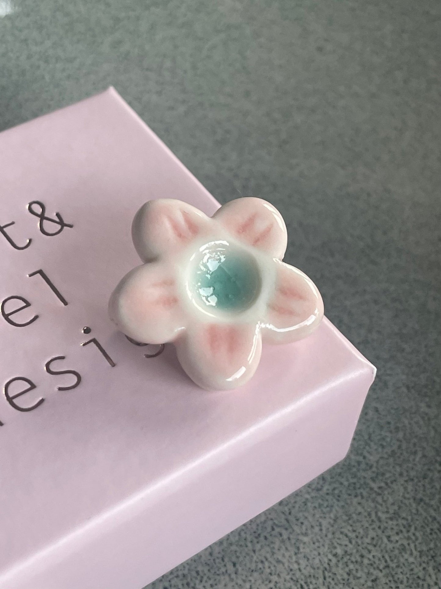 Bloem roze turquoise - hart&ziel design