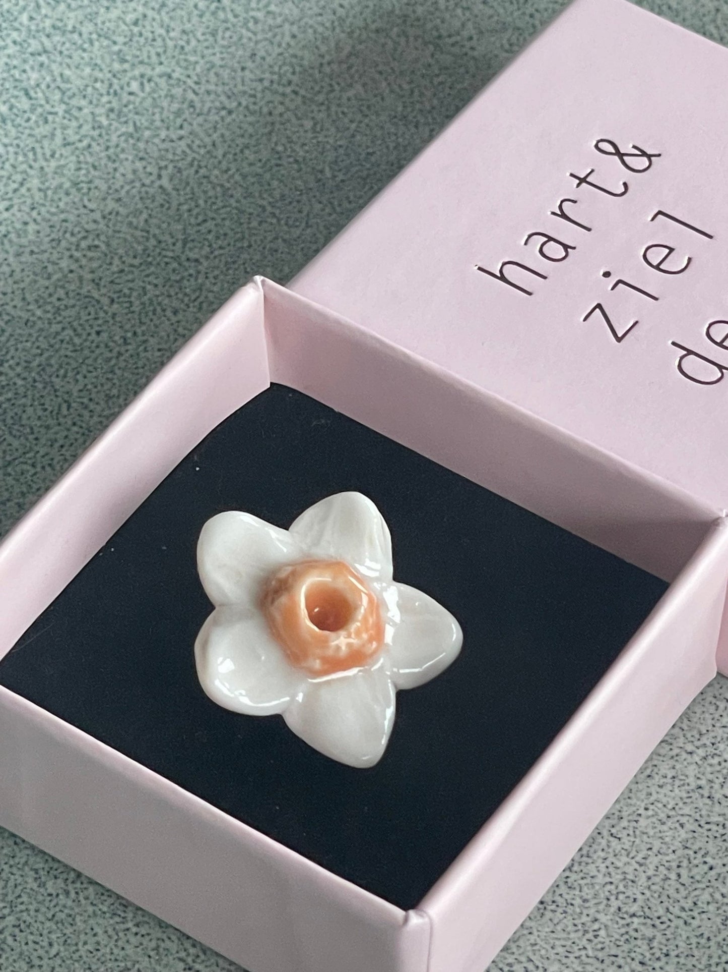 Bloem wit/roze met oranje - hart&ziel design