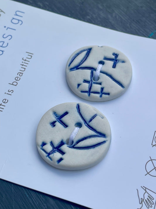 Knopenset - 0011 blauw/wit - hart&ziel design