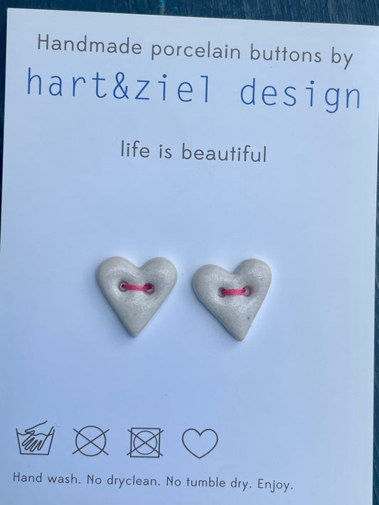 Knopenset - Hartjes wit mat - hart&ziel design