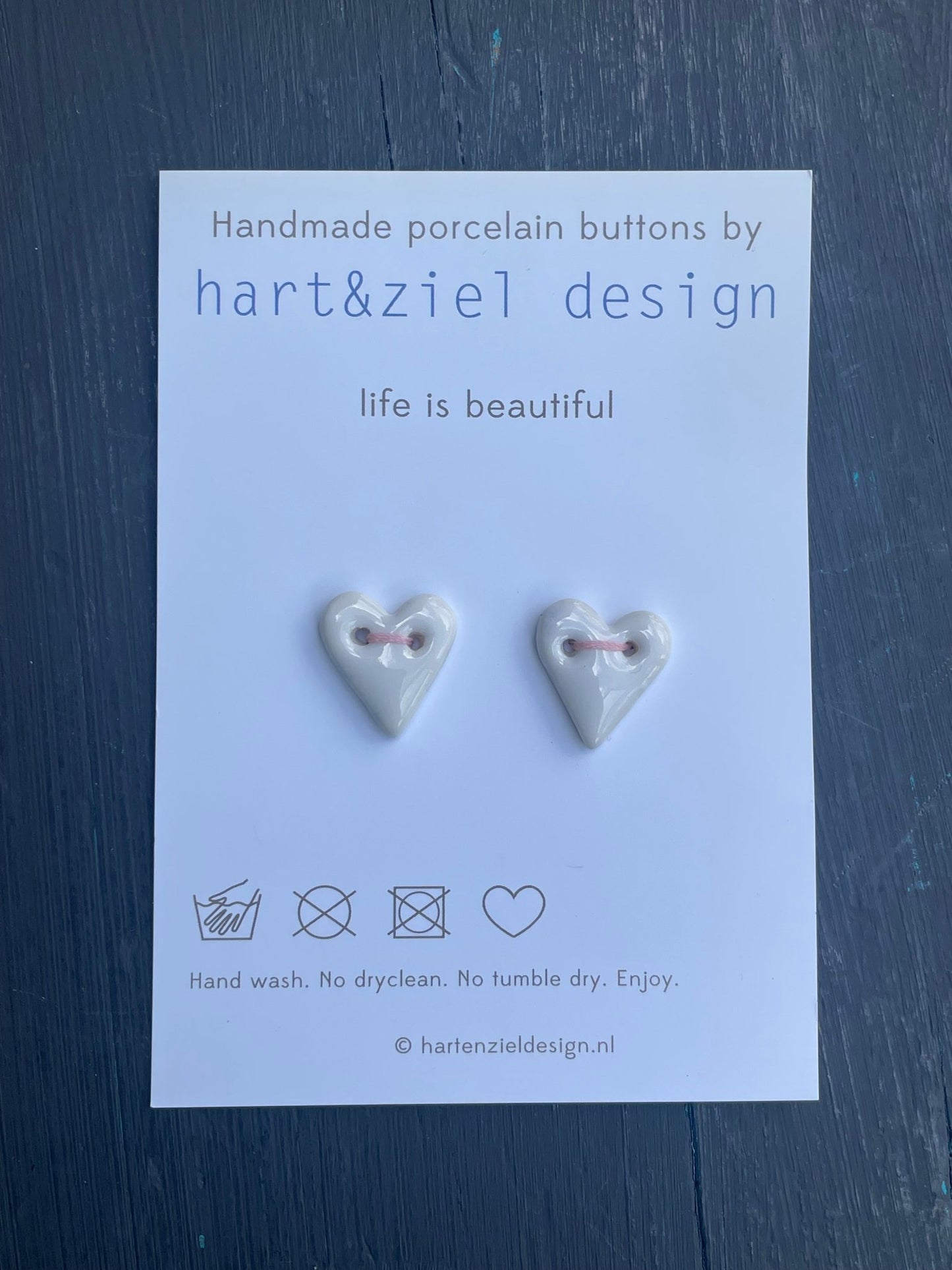 Knopenset - Hartjes wit/roze - hart&ziel design