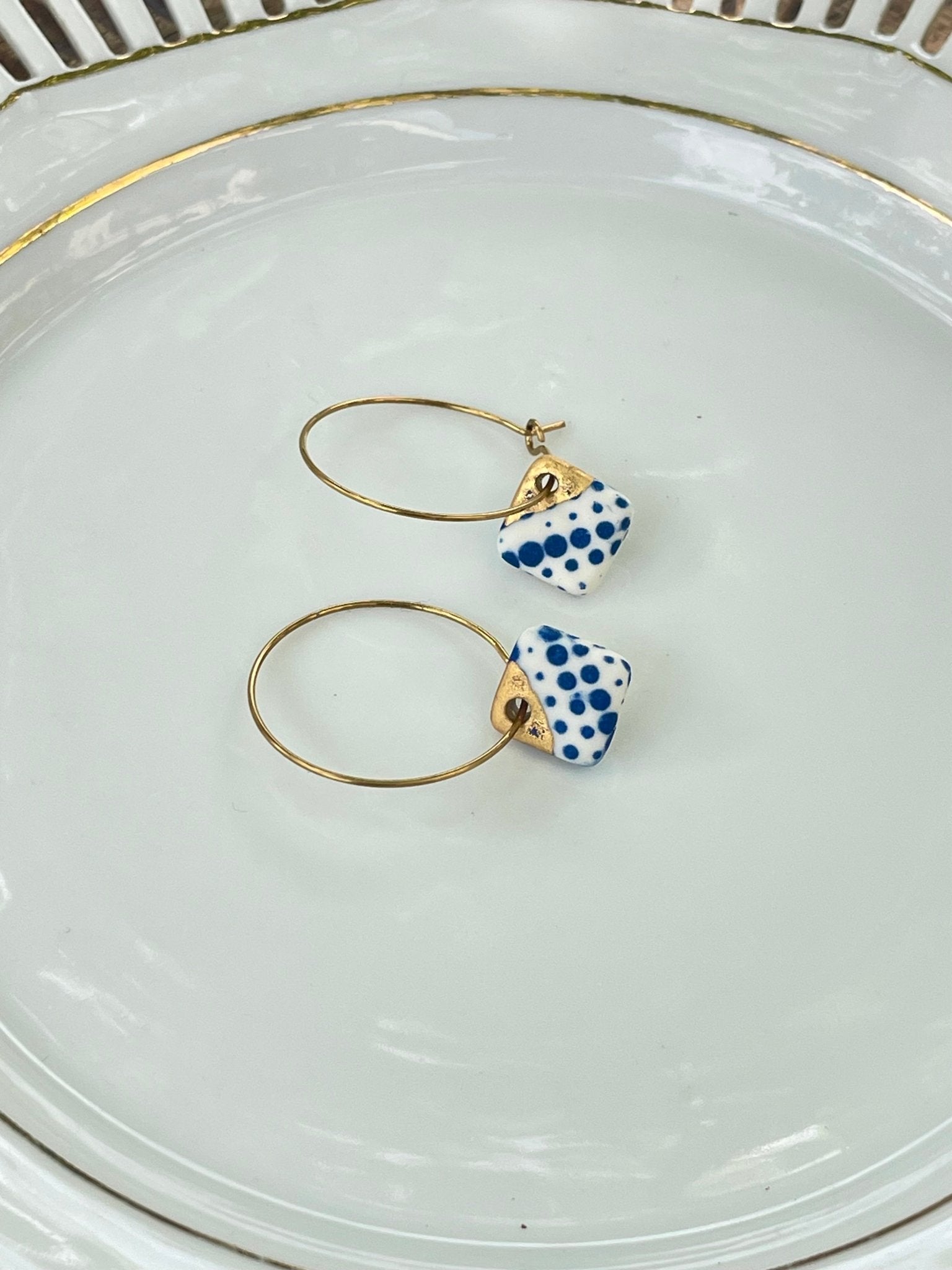 Oorringen Blue & Gold - hart&ziel design