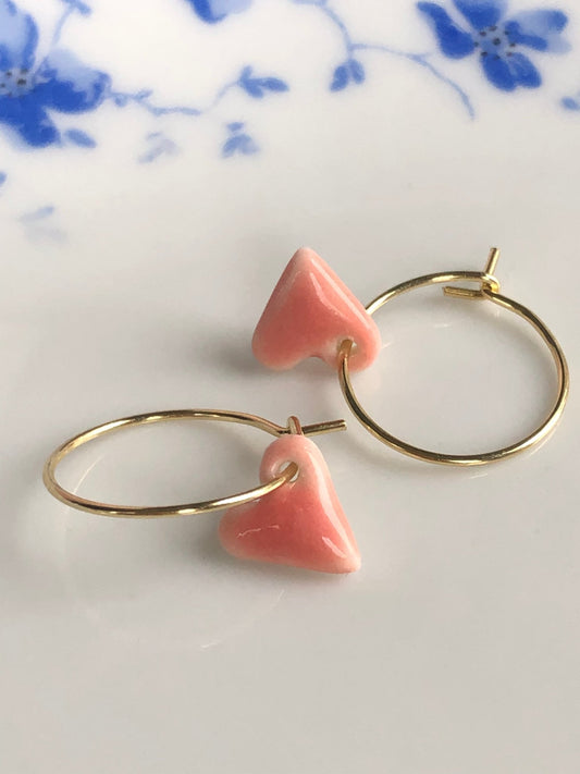 Oorringen Hartje - pink - hart&ziel design