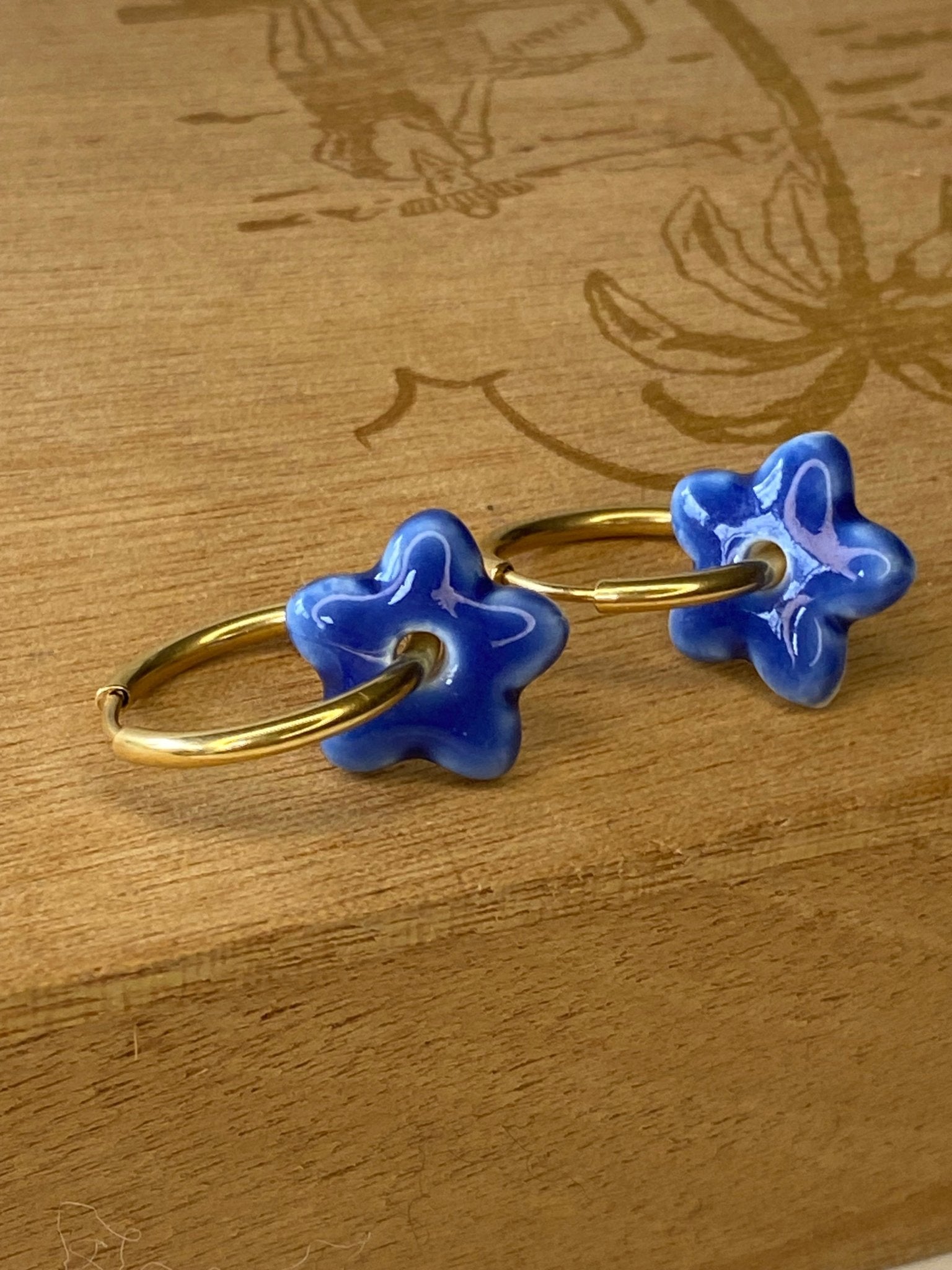 Oorringen Lou Lou - blauw - hart&ziel design