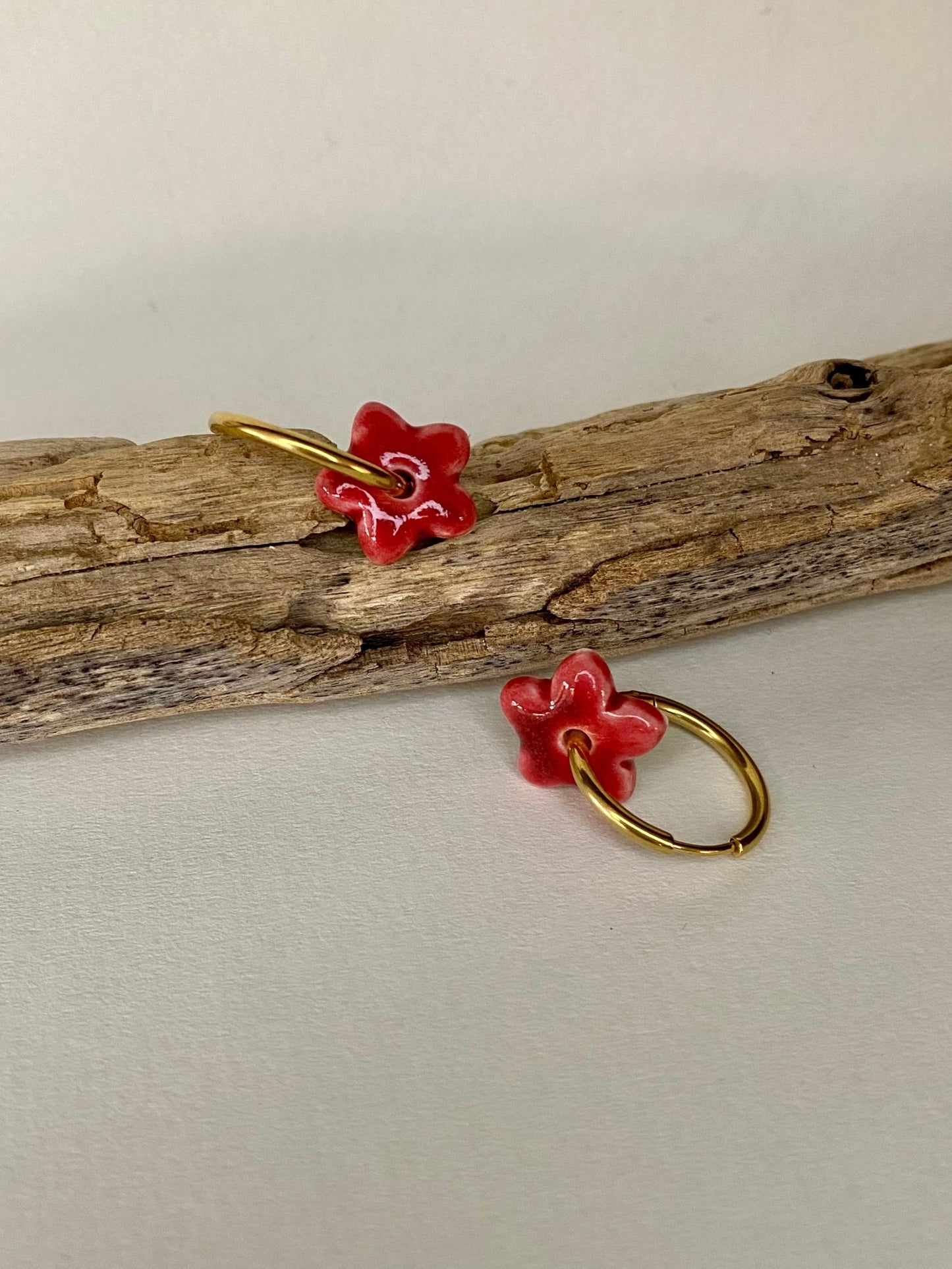 Oorringen Lou Lou - rood - hart&ziel design