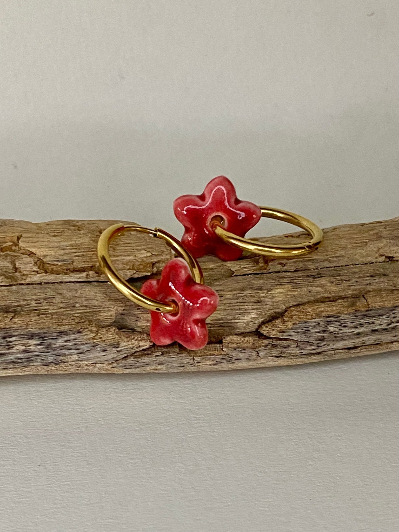 Oorringen Lou Lou - rood - hart&ziel design