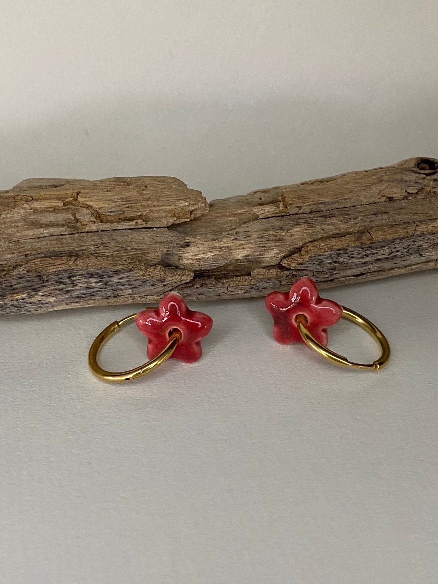 Oorringen Lou Lou - rood - hart&ziel design