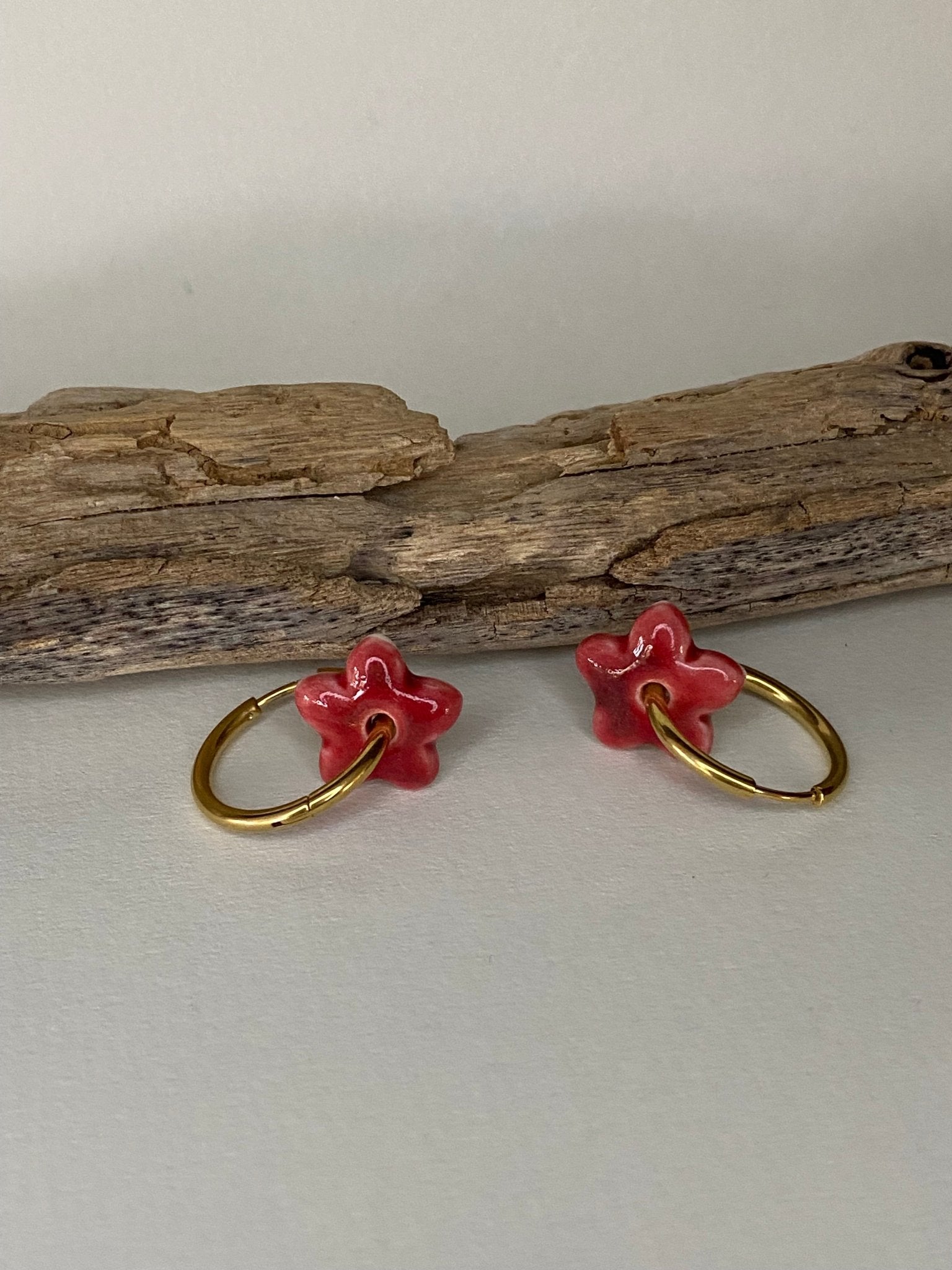 Oorringen Lou Lou - rood - hart&ziel design