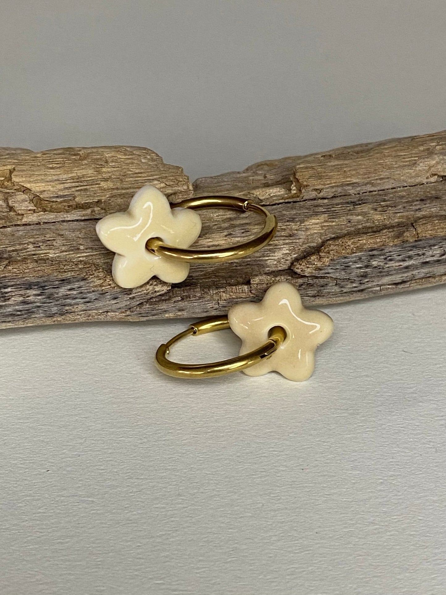 Oorringen Lou Lou - vanille - hart&ziel design