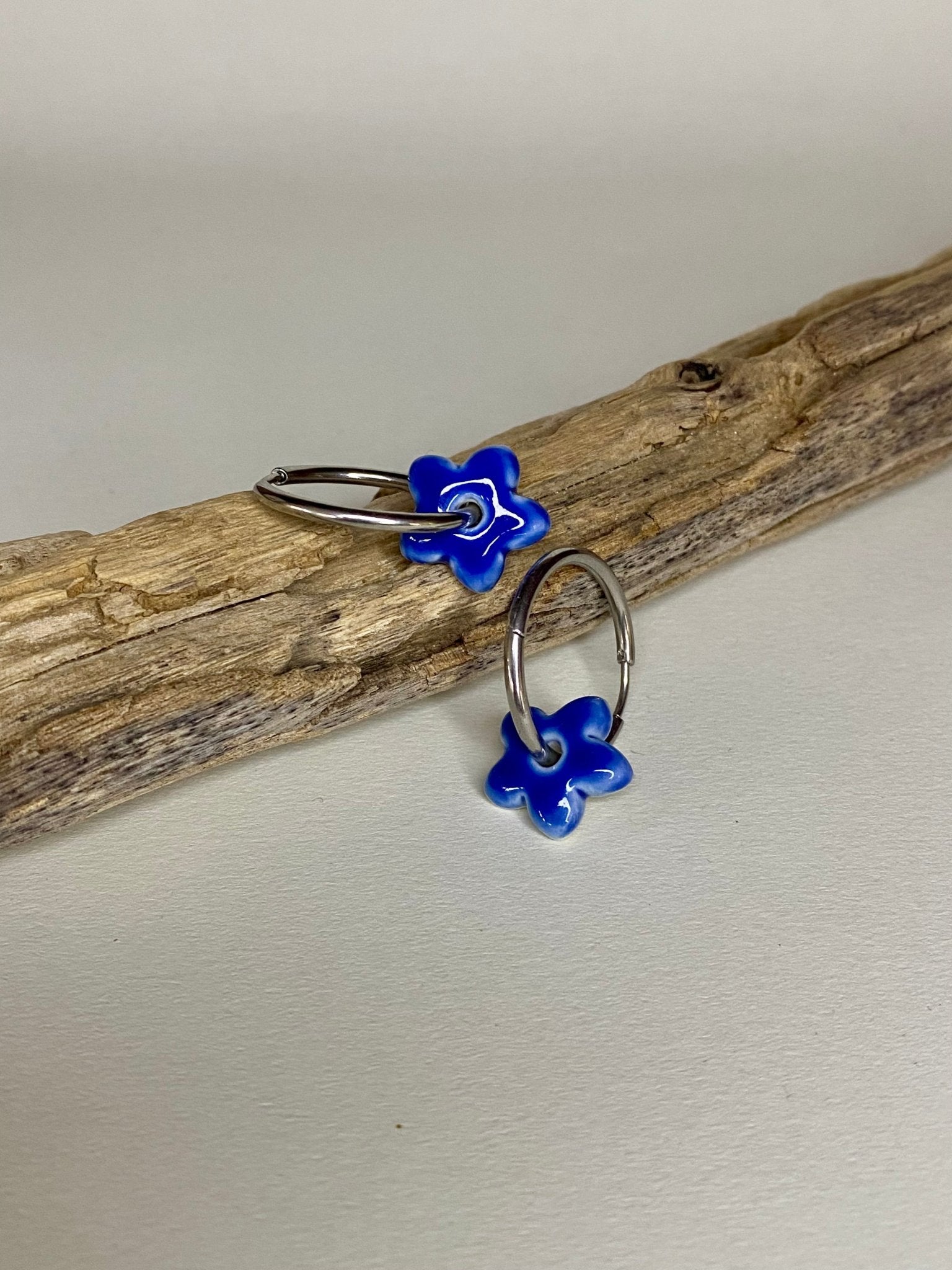 Oorringen Lou Lou zilver - blauw - hart&ziel design