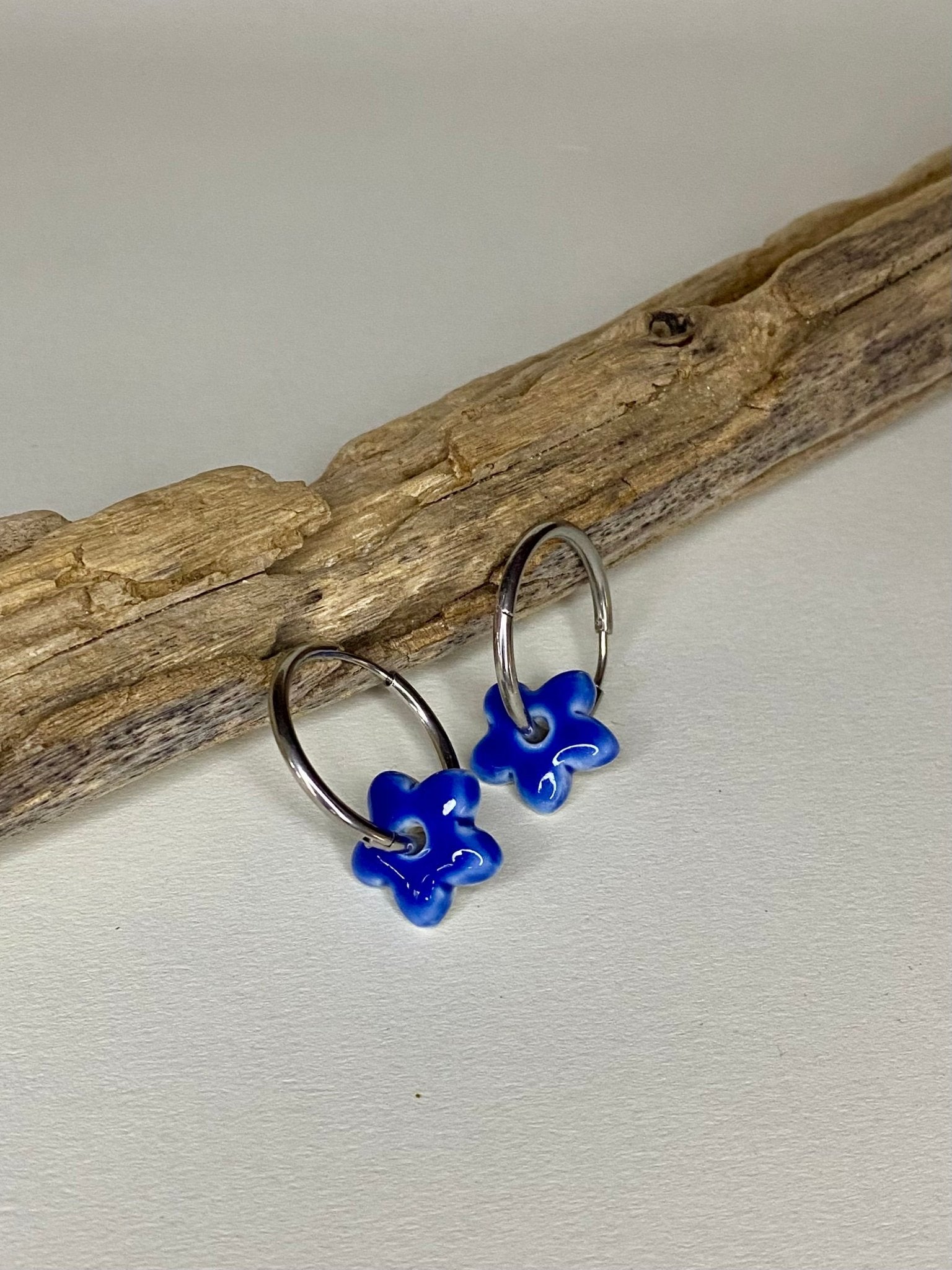 Oorringen Lou Lou zilver - blauw - hart&ziel design