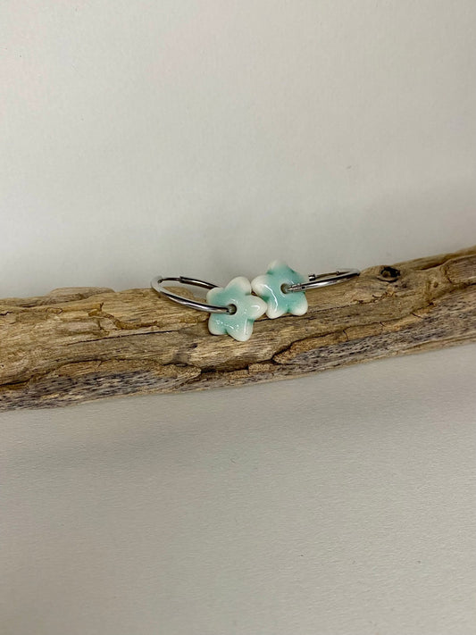 Oorringen Lou Lou zilver - icy mint - hart&ziel design