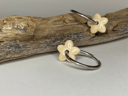 Oorringen Lou Lou zilver - vanille - hart&ziel design