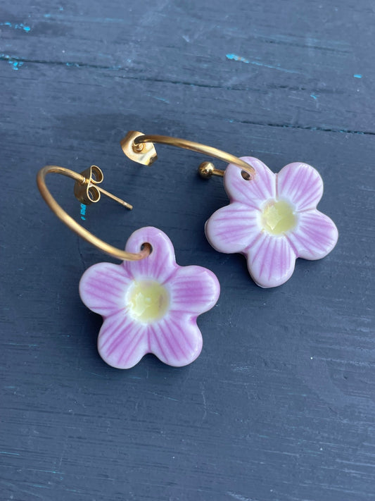 Oorsteker Blomma - paars - hart&ziel design