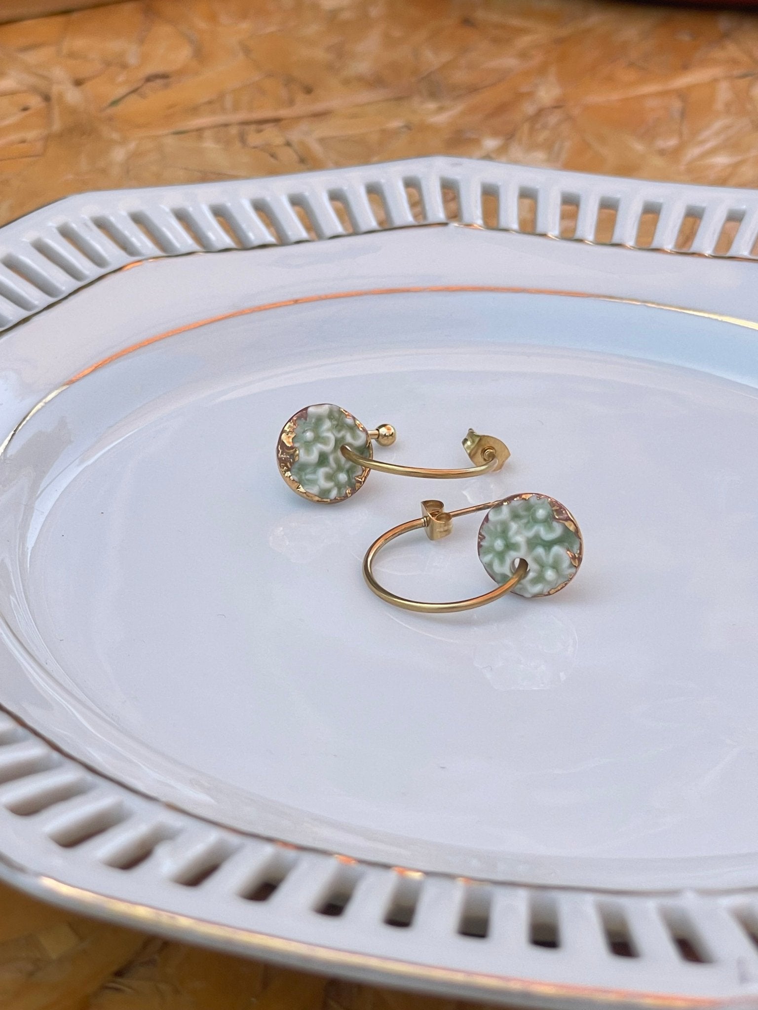 Oorsteker Fiori groen - hart&ziel design