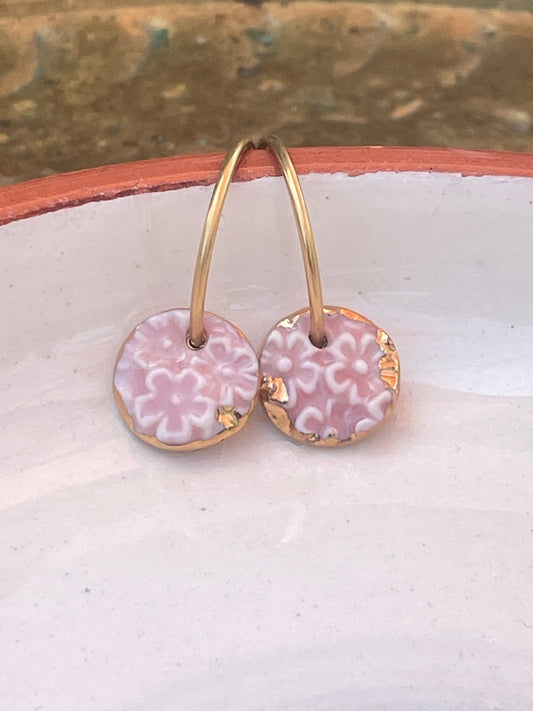 Oorsteker Fiori roze - hart&ziel design