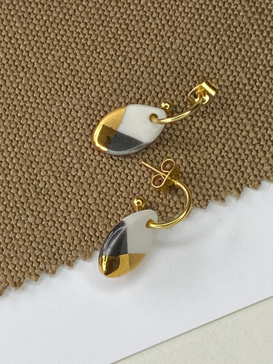 Oorsteker Fonkel antraciet/goud - hart&ziel design