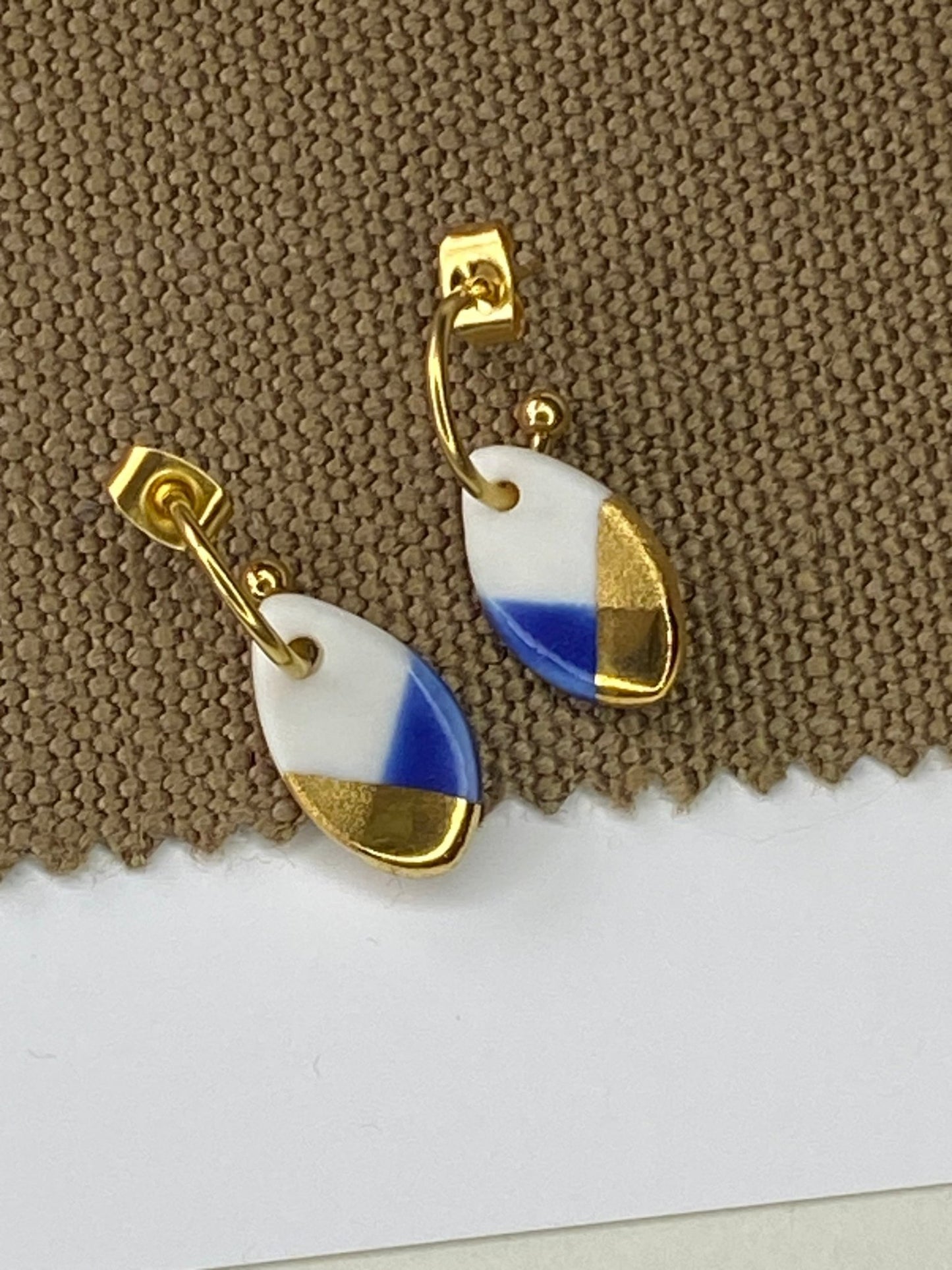 Oorsteker Fonkel blauw/goud - hart&ziel design