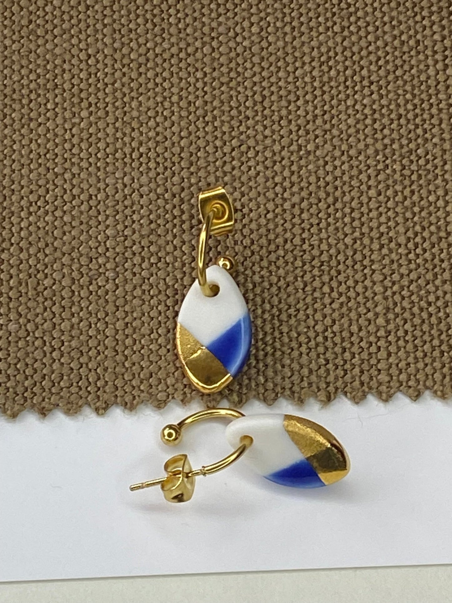 Oorsteker Fonkel blauw/goud - hart&ziel design