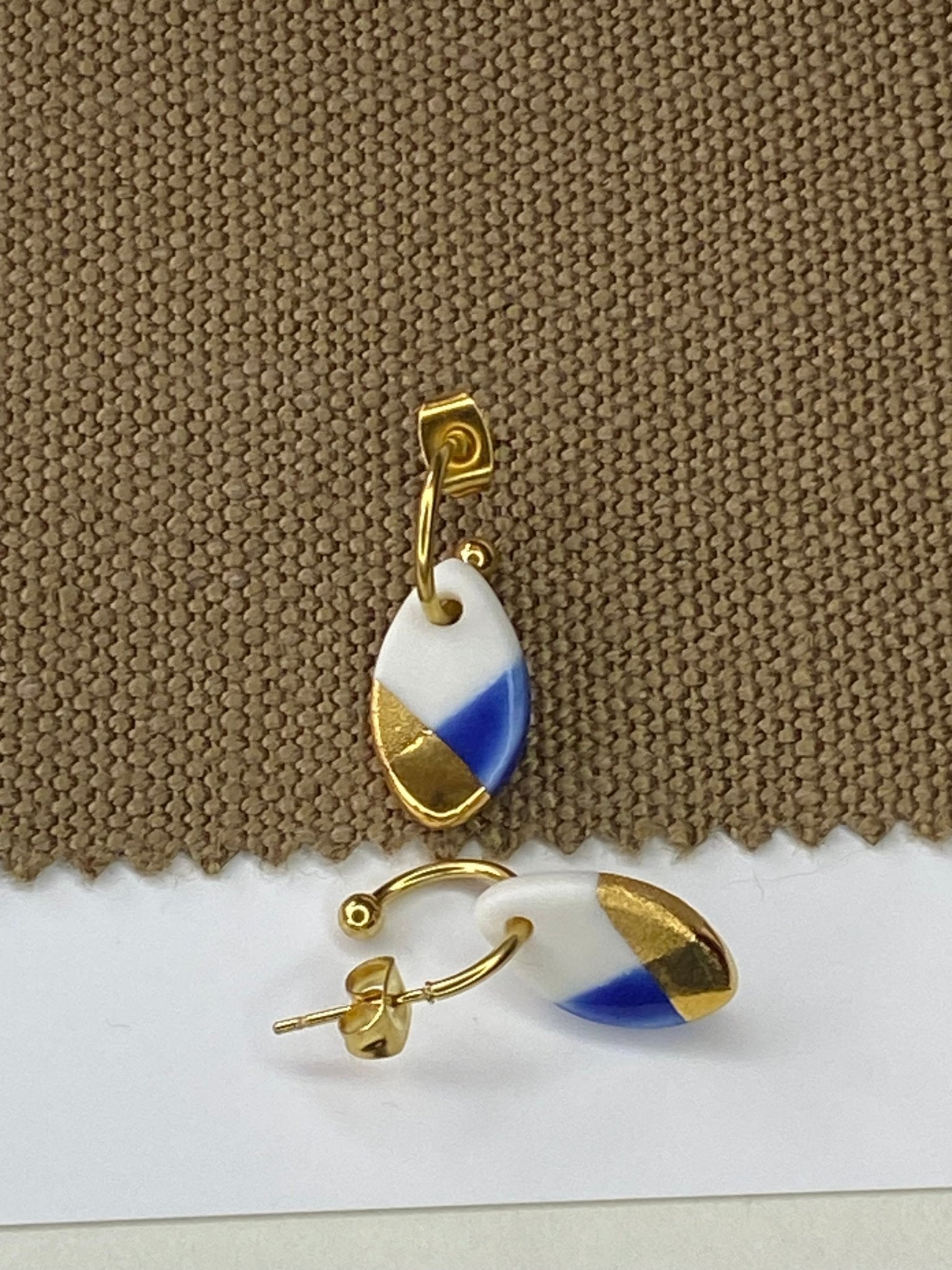 Oorsteker Fonkel blauw/goud - hart&ziel design