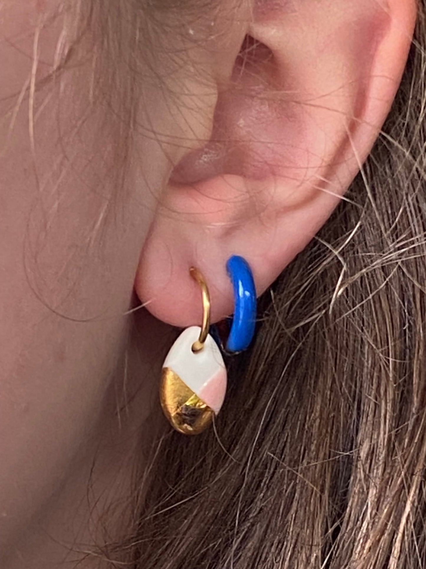 Oorsteker Fonkel blauw/goud - hart&ziel design