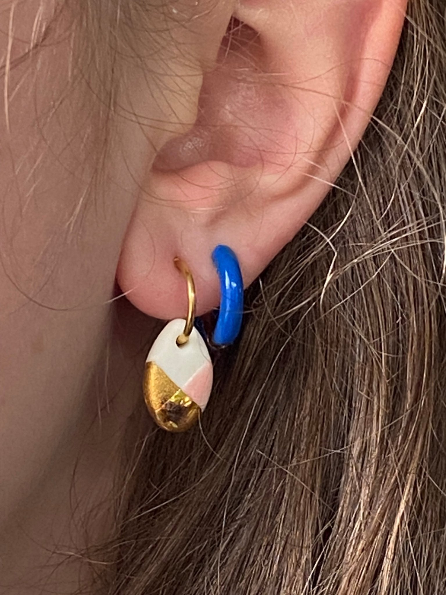 Oorsteker Fonkel petrol/goud - hart&ziel design