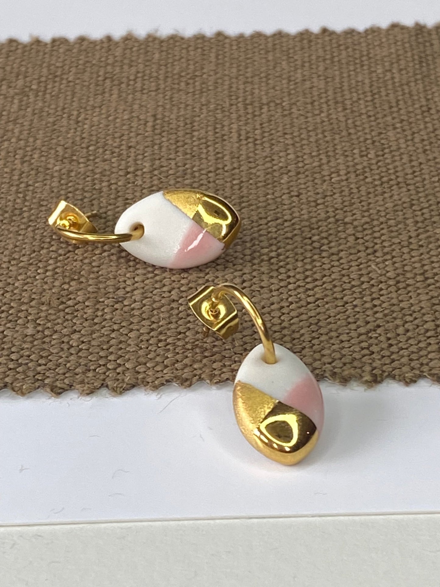 Oorsteker Fonkel roze/goud - hart&ziel design