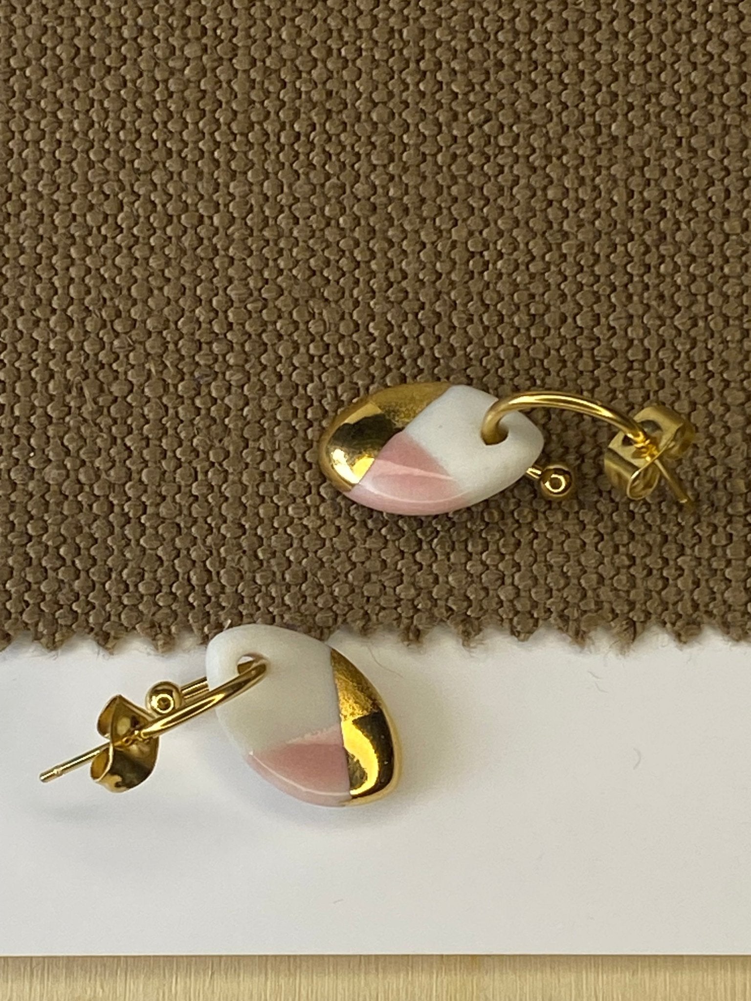 Oorsteker Fonkel roze/goud - hart&ziel design