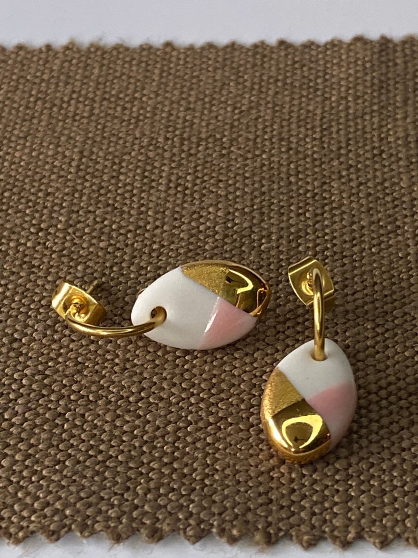 Oorsteker Fonkel roze/goud - hart&ziel design