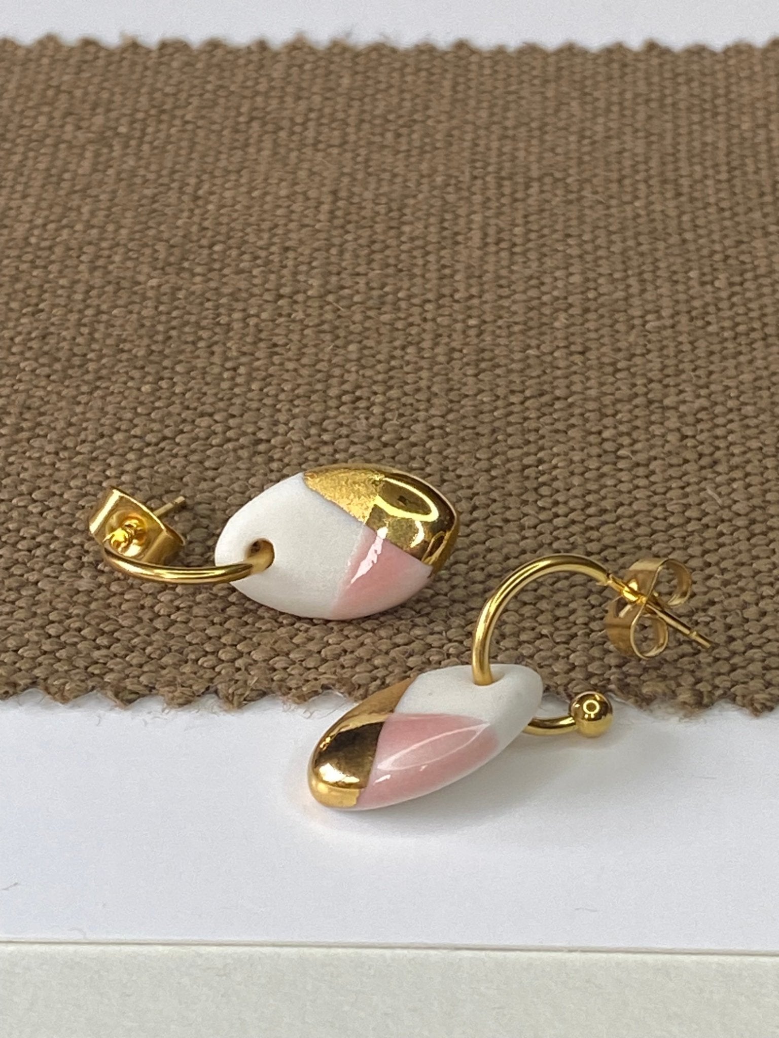 Oorsteker Fonkel roze/goud - hart&ziel design