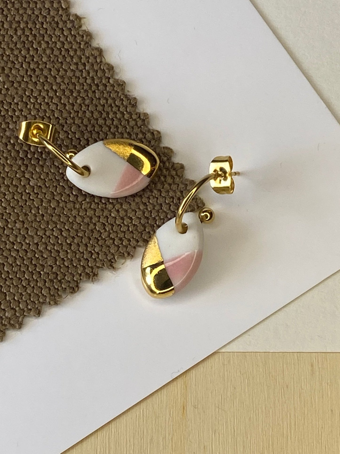 Oorsteker Fonkel roze/goud - hart&ziel design