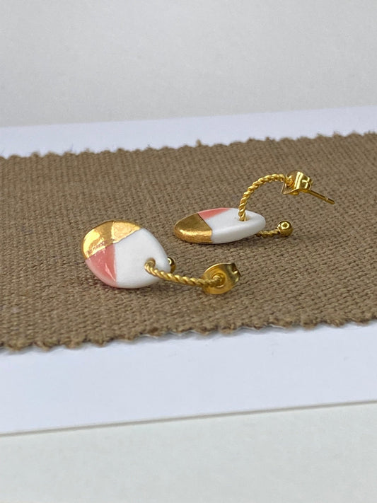 Oorsteker gedraaid Fonkel Pink/goud - hart&ziel design