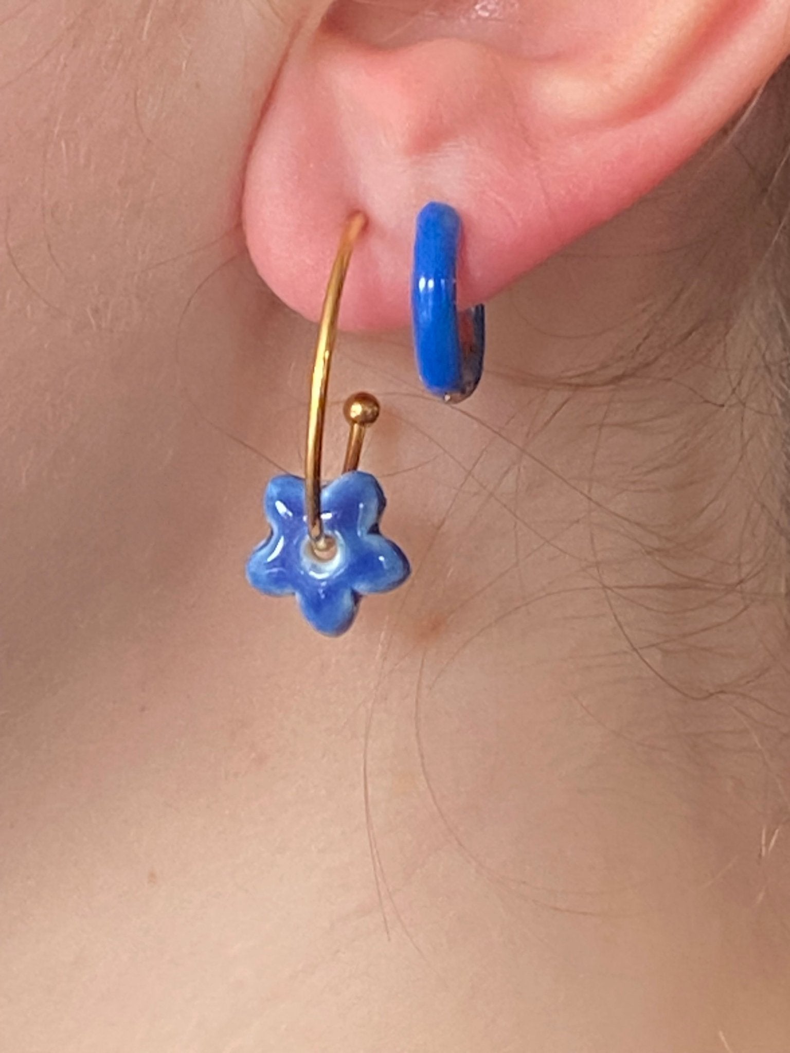 Oorsteker Lou Lou - blauw - hart&ziel design