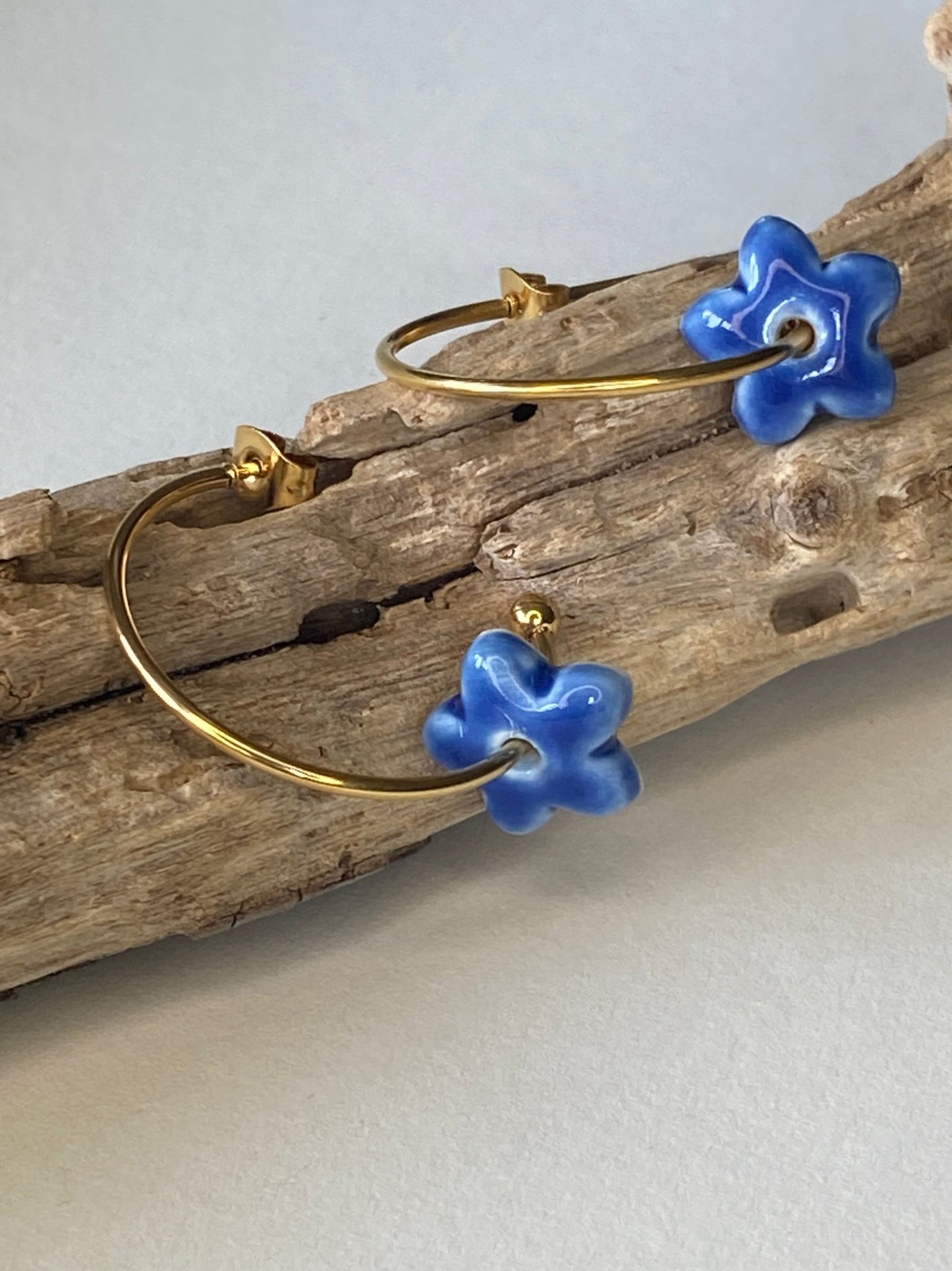 Oorsteker Lou Lou - blauw - hart&ziel design