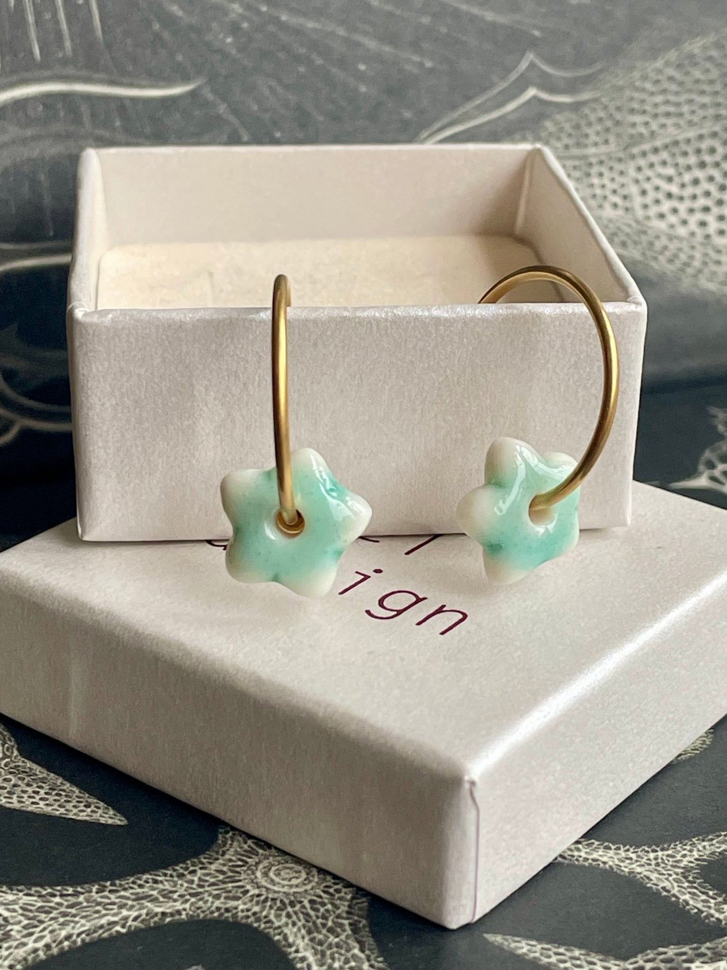 Oorsteker Lou Lou - Icy mint - hart&ziel design