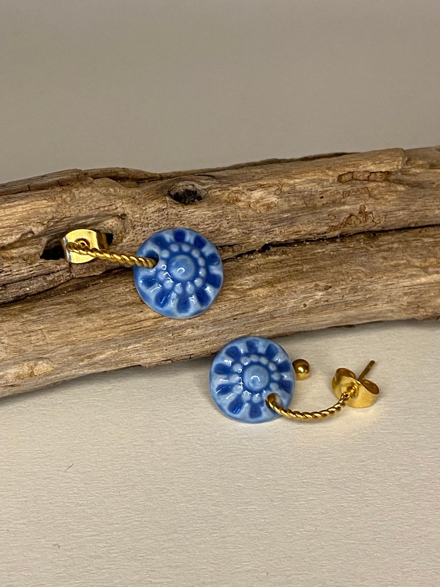 Oorsteker twisted Zeeuws - blauw - hart&ziel design